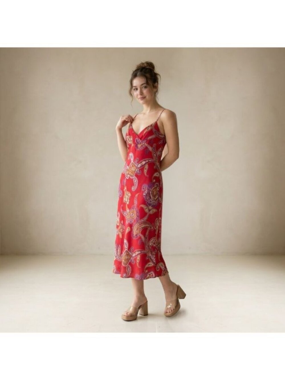 Vintage Arden B Y2K Coquette Paisley Slip Dress Red Purple Small